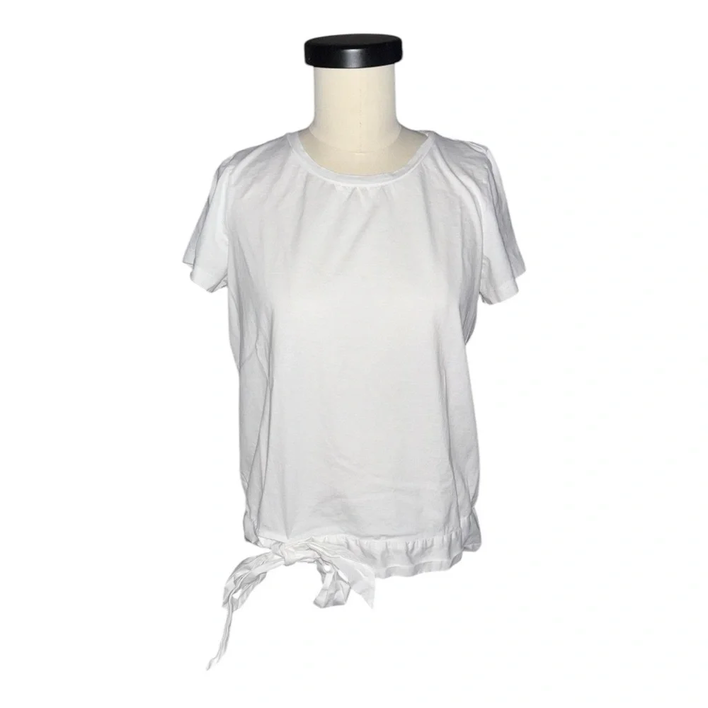 J. Crew White Side Tie Short Sleeve T-Shirt
